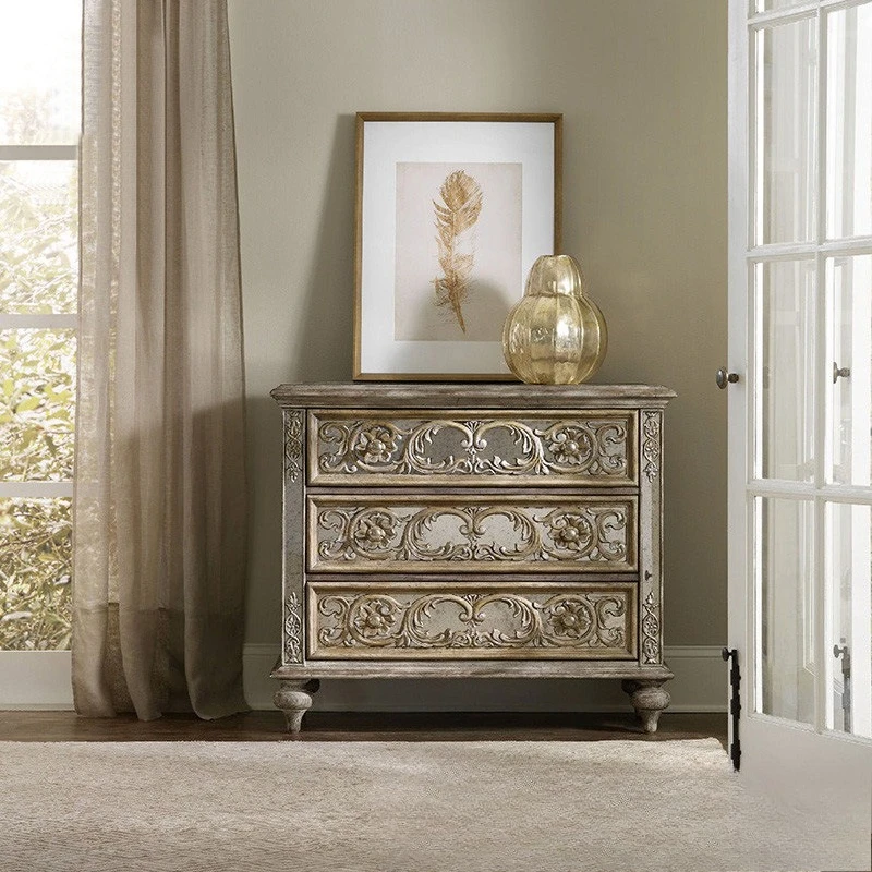 Solid wood bedside table American light luxury carved three-side cabinet locker
Solid wood bedside table American light luxury carved three-side cabinet locker