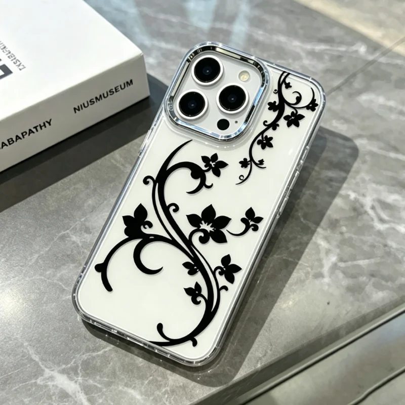 Gothic Black Floral Vine Phone Case For iPhone 17 16E 16 15 14 Plus 13 12 11 Pro Max 17 Air Transparent Electroplated Soft Cover
Gothic Black Floral Vine Phone Case For iPhone 17 16E 16 15 14 Plus 13 12 11 Pro Max 17 Air Transparent Electroplated Soft Cover
