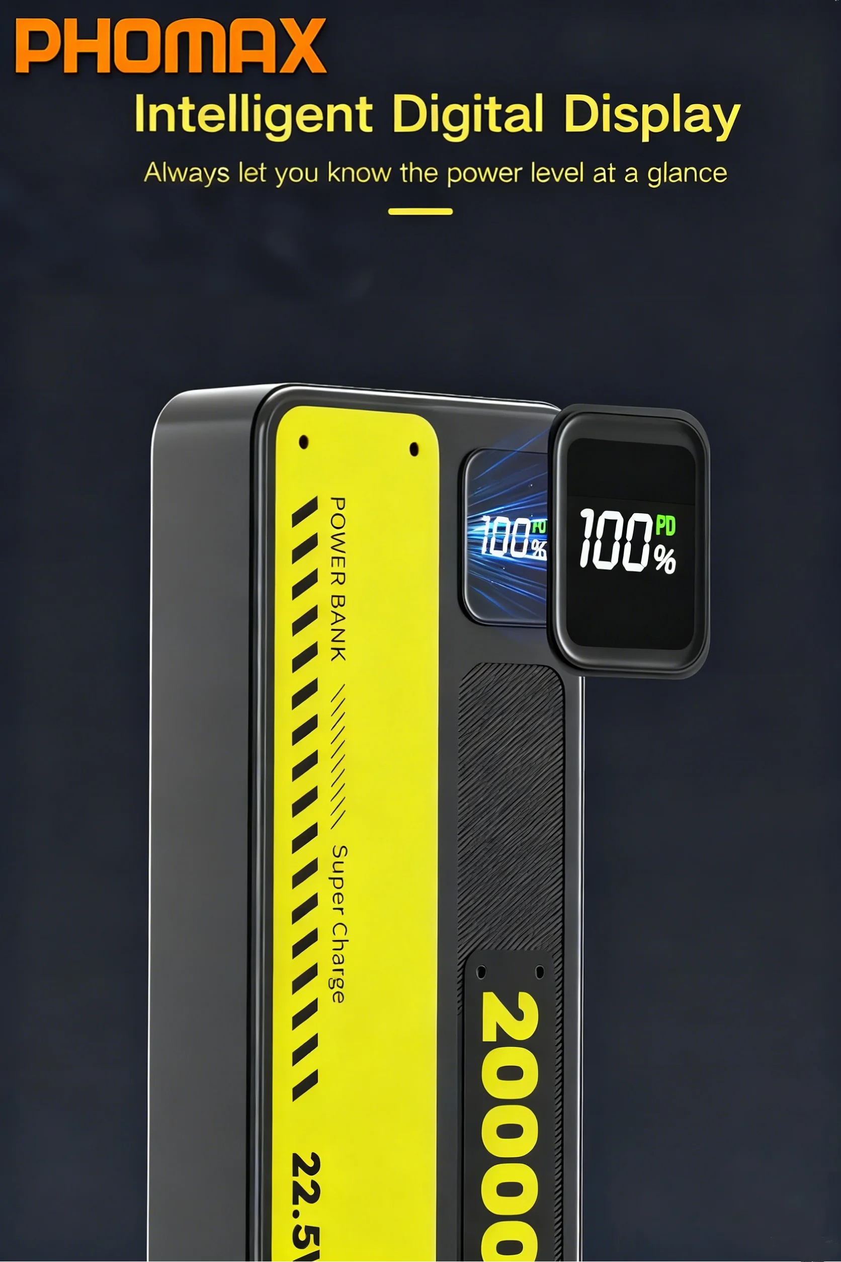 PHOMAX Portable LED Display 20000mah Power Bank PD 22.5W Super Fast Charging USB-C Output Power Banks & Power Station
PHOMAX Portable LED Display 20000mah Power Bank PD 22.5W Super Fast Charging USB-C Output Power Banks & Power Station