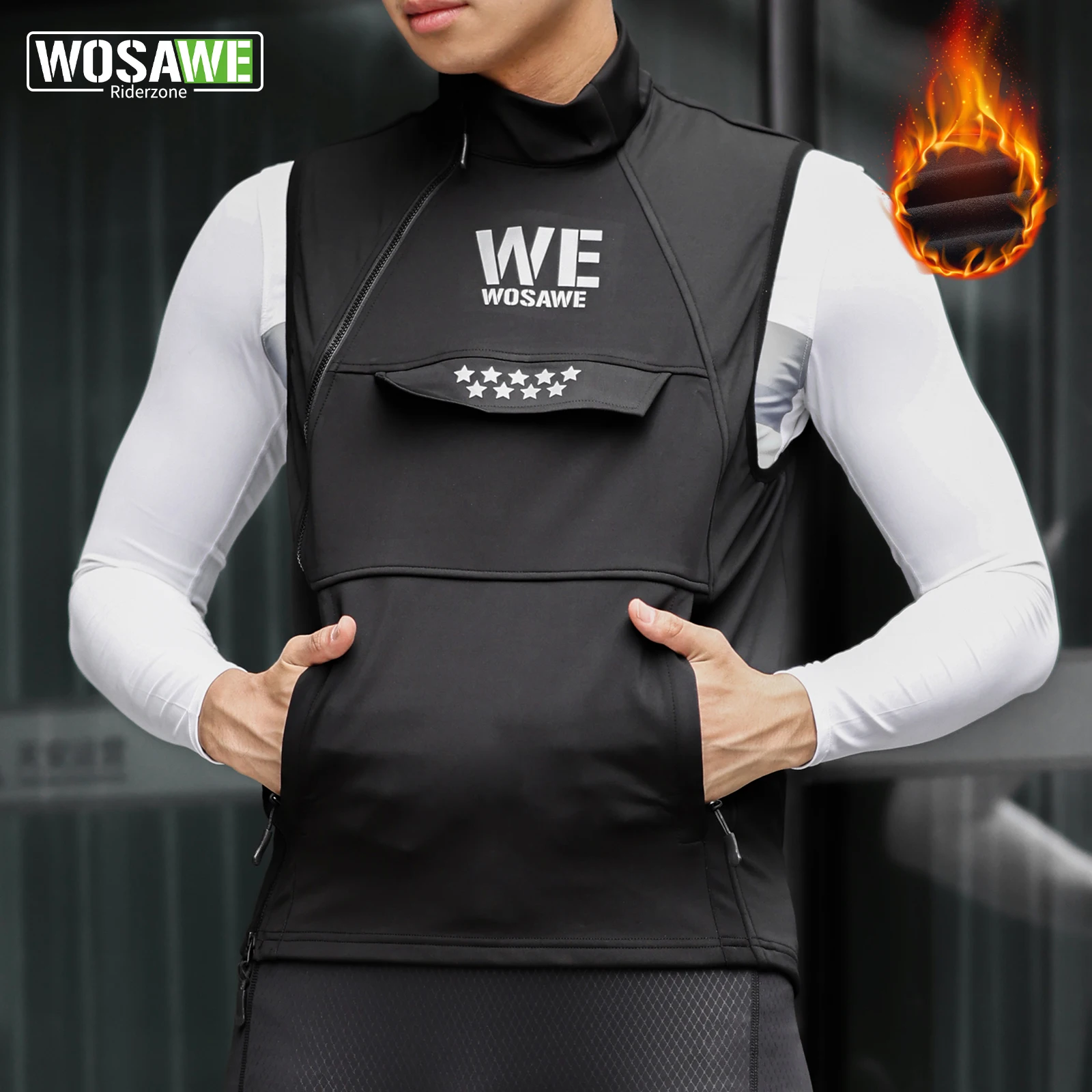 WOSAWE Cycling Vest Men Thermal Winter Windproof 2 Way Zippers Reflective Cycling Gelit Front Zipper Pocket Bike Tops for Women
WOSAWE Cycling Vest Men Thermal Winter Windproof 2 Way Zippers Reflective Cycling Gelit Front Zipper Pocket Bike Tops for Women