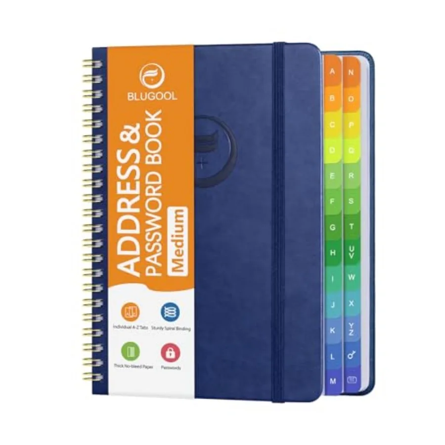 Address Book with Alphabetical Tabs-Address and Password Book for Seniors - Hardcover Spiral Bound Phone Book- Record Contacts,
Address Book with Alphabetical Tabs-Address and Password Book for Seniors - Hardcover Spiral Bound Phone Book- Record Contacts,