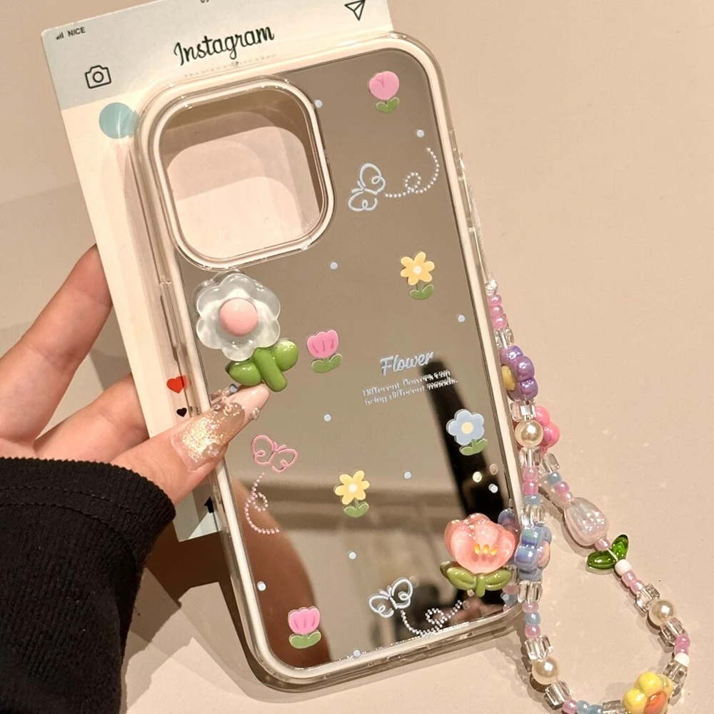 Creative 3D Flowers Shockproof Mirror Phone Case for IPhone 16 15 14 13 Pro Max Anime Fashion Protective Cover with Pendants
Creative 3D Flowers Shockproof Mirror Phone Case for IPhone 16 15 14 13 Pro Max Anime Fashion Protective Cover with Pendants