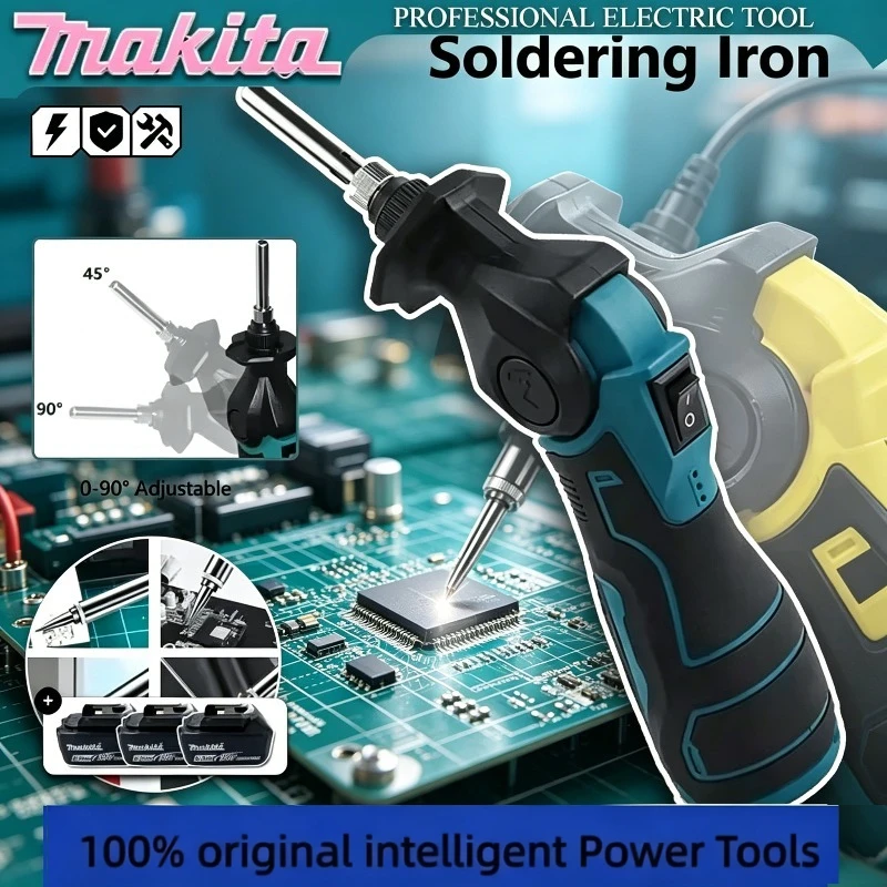 Makita 18V Portable Solder Gun 0–90° Adjustable Angle Constant-Temperature Electric Soldering Iron EU Plug Welding Repair Tool
Makita 18V Portable Solder Gun 0–90° Adjustable Angle Constant-Temperature Electric Soldering Iron EU Plug Welding Repair Tool