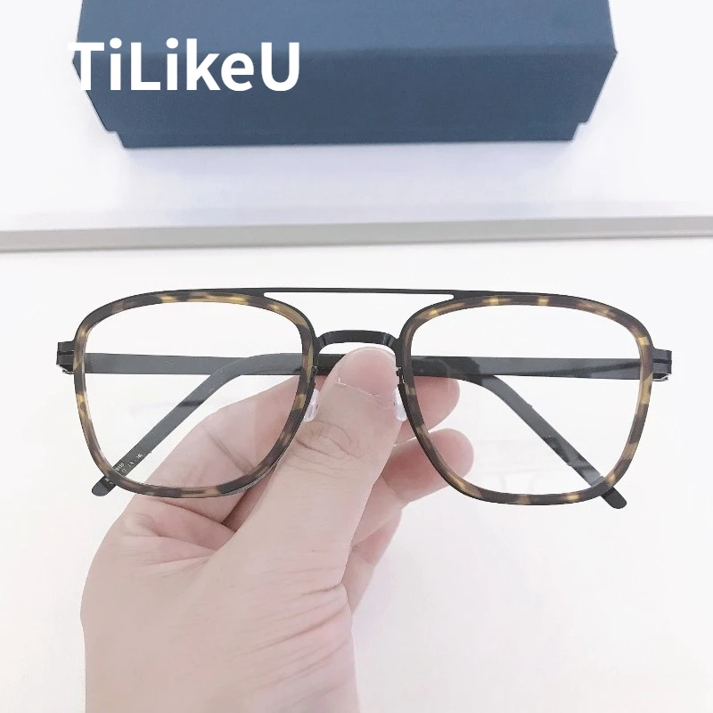 Vintage Pilot Frame Pure Titanium Men and Women Eyeglasses Frame Ultra-light Double Beam Square Screwless Glasses Eyewear 9708
Vintage Pilot Frame Pure Titanium Men and Women Eyeglasses Frame Ultra-light Double Beam Square Screwless Glasses Eyewear 9708