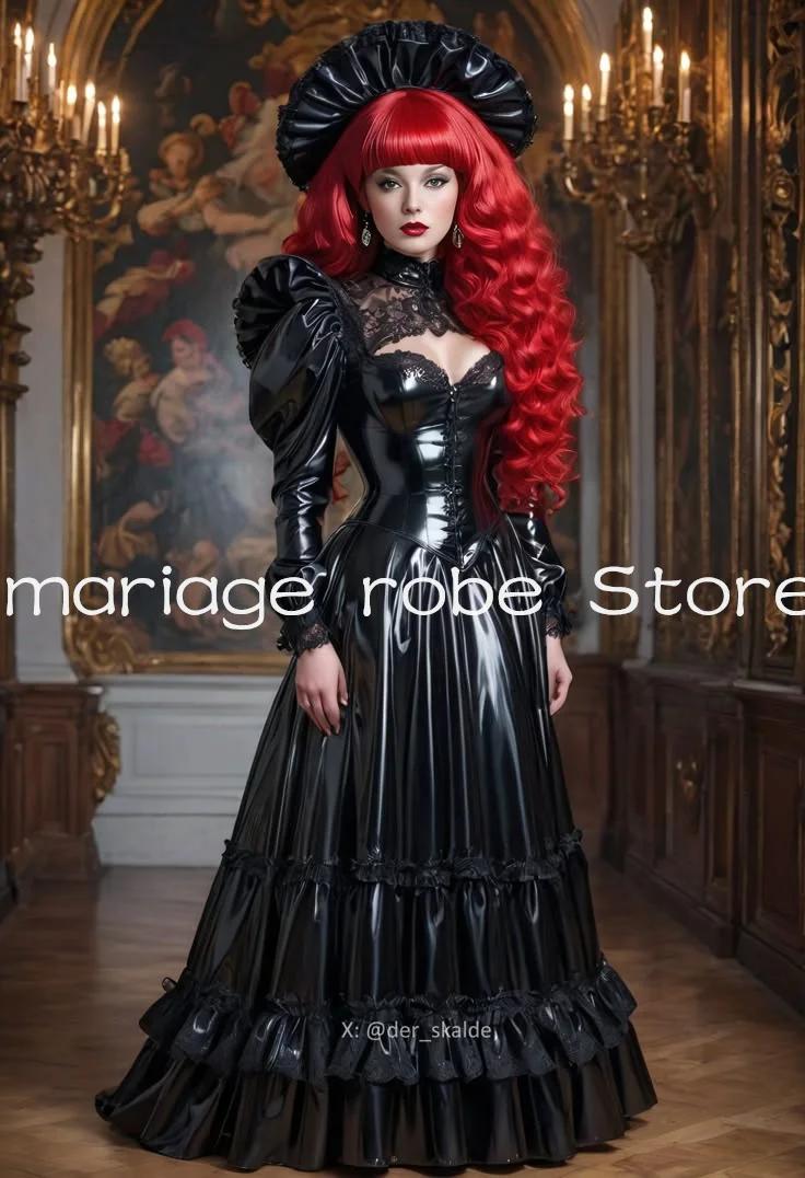 Shiny Black Victorian Gothic Prom Dresses Corset Lace-up Customsized Ruched Long Sleeve Civil War Evening Gown Costume
Shiny Black Victorian Gothic Prom Dresses Corset Lace-up Customsized Ruched Long Sleeve Civil War Evening Gown Costume