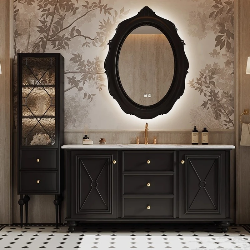 French retro bathroom cabinet combination floor washbasin hand washbasin luxury stone oak high-end customization
French retro bathroom cabinet combination floor washbasin hand washbasin luxury stone oak high-end customization
