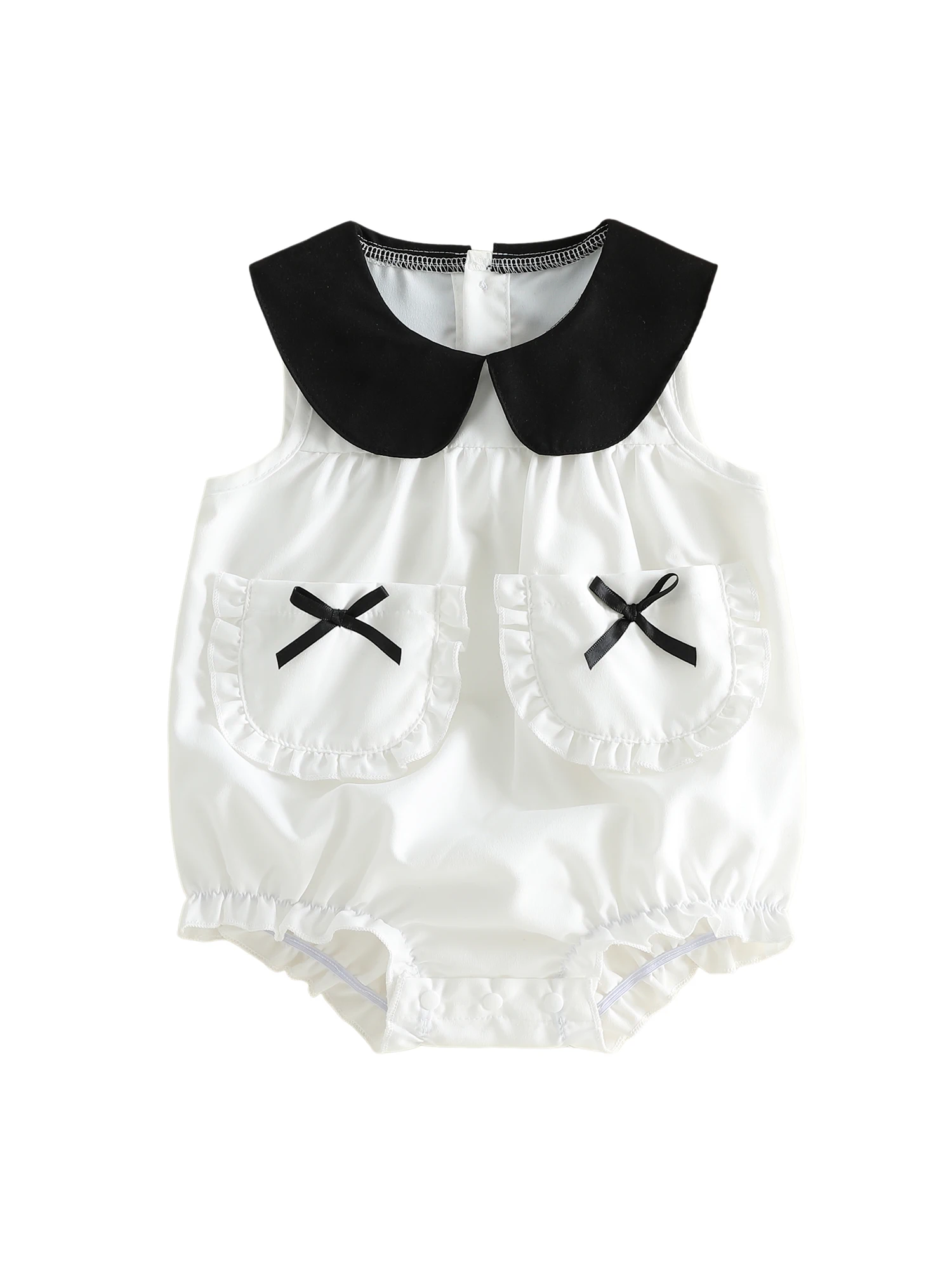 Cute Toddler Girls Floral Print Romper Sweet Ruffle Sleeveless Jumpsuit with Bow Detail and Doll Collar
Cute Toddler Girls Floral Print Romper Sweet Ruffle Sleeveless Jumpsuit with Bow Detail and Doll Collar