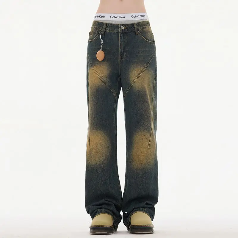 Retro Fce Lined Yellow Clay Dye Straight Leg Wide Leg Jeans Men's Spring Autumn Loose Fit Jeans High Waist Distred
Retro Fce Lined Yellow Clay Dye Straight Leg Wide Leg Jeans Men's Spring Autumn Loose Fit Jeans High Waist Distred