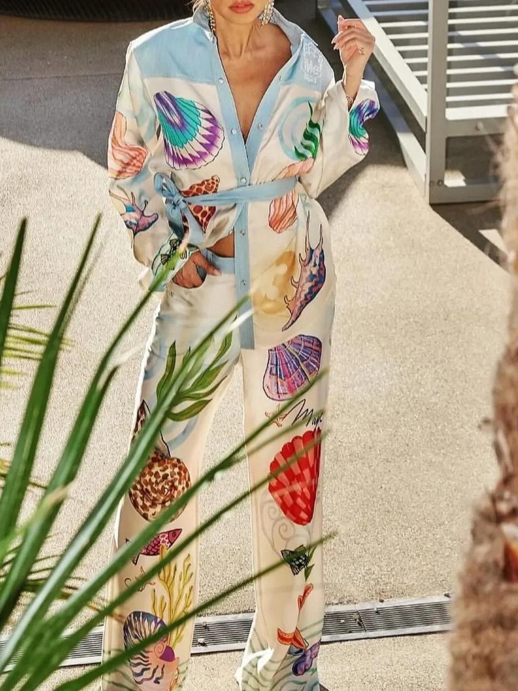 Retro Printed Women's Pants Suit 2025 New Single Breasted Turn-down Collar Long Sleeve Blouse or High Waist Wide Leg Trousers
Retro Printed Women's Pants Suit 2025 New Single Breasted Turn-down Collar Long Sleeve Blouse or High Waist Wide Leg Trousers