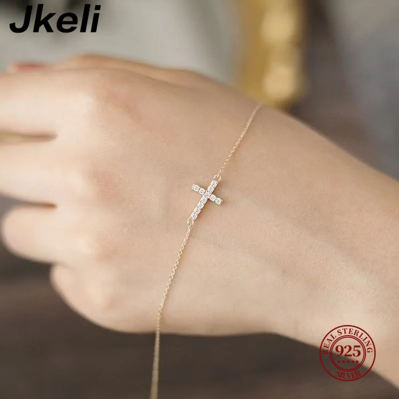 Jkeli Real 925 Sterling Silver 14K Gold Plated Zircon Cross Charm Bracelet For Women Party Temperament Minimalist Fine Jewelry
Jkeli Real 925 Sterling Silver 14K Gold Plated Zircon Cross Charm Bracelet For Women Party Temperament Minimalist Fine Jewelry