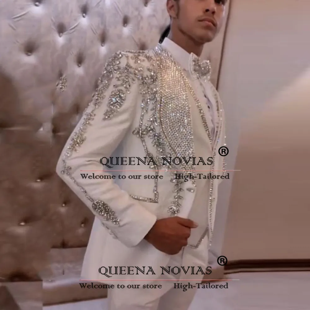 Exquisite Suits Men Slim Fit Sparkly Crystals Beaded Blazers Customized 3-Piece Groom Formal Occasion Wedding Dress Man Tuxedos
Exquisite Suits Men Slim Fit Sparkly Crystals Beaded Blazers Customized 3-Piece Groom Formal Occasion Wedding Dress Man Tuxedos