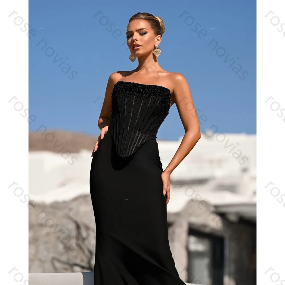 Black Strapless Corset Bodice Beaded Embellished Vertical Seam Mermaid Floor Length Formal Evening Prom Wedding Guest Dress
Black Strapless Corset Bodice Beaded Embellished Vertical Seam Mermaid Floor Length Formal Evening Prom Wedding Guest Dress