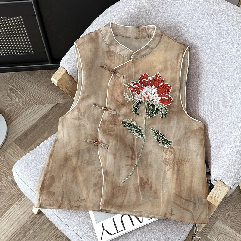 New Chinese Sle Embroidered Button Bal Vest Women's Loose Slimming Faionable Summer irt Zen oulder Pad Top
New Chinese Sle Embroidered Button Bal Vest Women's Loose Slimming Faionable Summer irt Zen oulder Pad Top