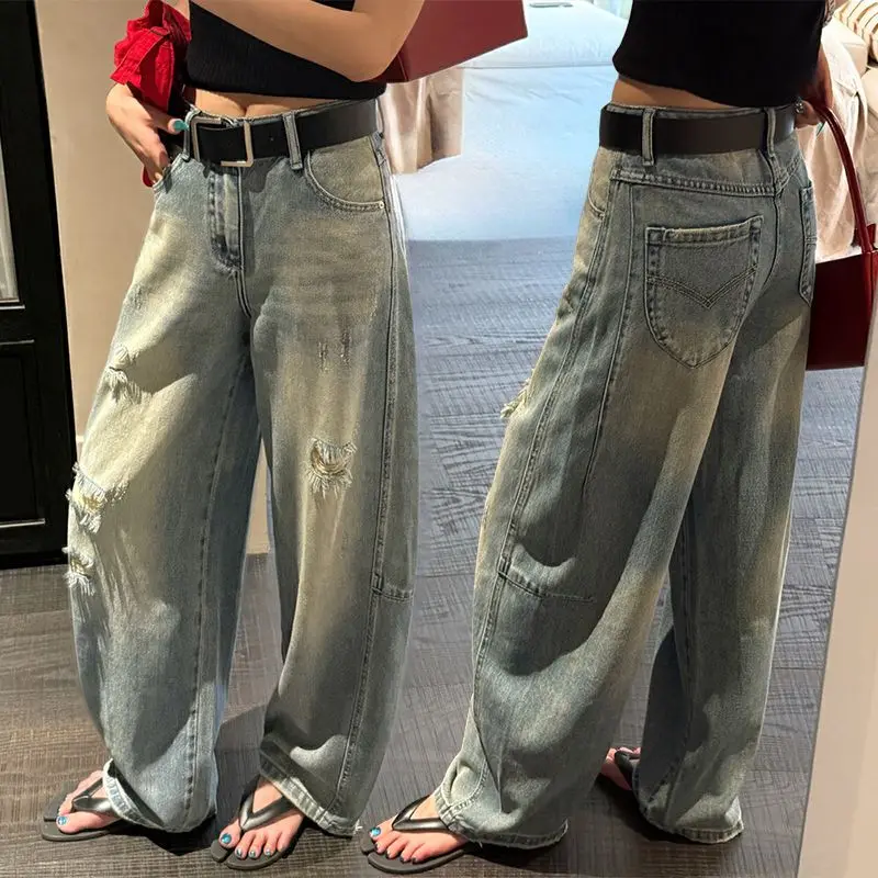 Summer new women thin style wide leg curved jeans American style hole design sense high street loose straight leg pants
Summer new women thin style wide leg curved jeans American style hole design sense high street loose straight leg pants