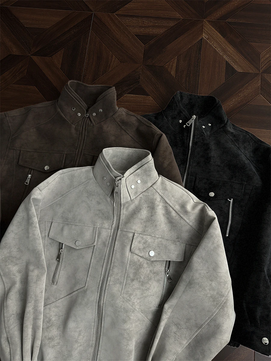 American Sle Casual Loose Fit Stand Collar Biker Jaet Men's Heavyweight Trendy Windproof Spring Autumn Workwear Coat
American Sle Casual Loose Fit Stand Collar Biker Jaet Men's Heavyweight Trendy Windproof Spring Autumn Workwear Coat