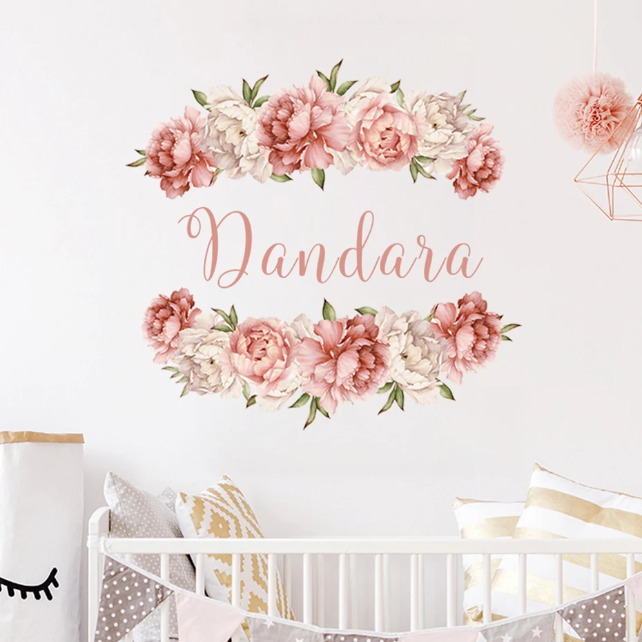 Modern Peonies Bouquets Custom Baby Name Nursery Wall Sticker Removable Vinyl DIY Wall Decal Kids Girls Room Interior Home Decor
Modern Peonies Bouquets Custom Baby Name Nursery Wall Sticker Removable Vinyl DIY Wall Decal Kids Girls Room Interior Home Decor