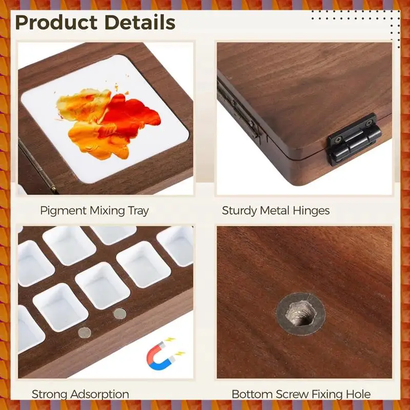 DIDI 24 Grid Wooden Watercolor Palette Walnut Wood Travel Watercolor Palette Foldable Empty Palette Box Paint Tray
DIDI 24 Grid Wooden Watercolor Palette Walnut Wood Travel Watercolor Palette Foldable Empty Palette Box Paint Tray