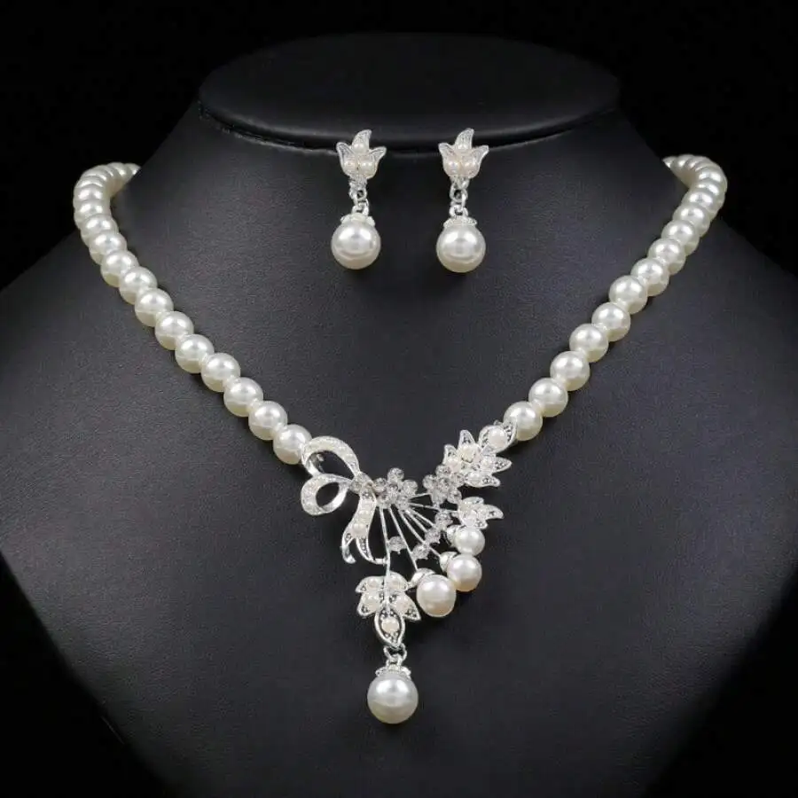 Cross-Border Pearl Jewelry Set, Women's Elegant Waterdrop & Flower Shaped Alloy Necklace Earrings Set, Personalized Bridal Acces
Cross-Border Pearl Jewelry Set, Women's Elegant Waterdrop & Flower Shaped Alloy Necklace Earrings Set, Personalized Bridal Acces