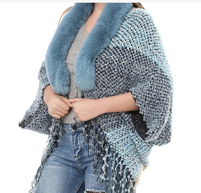 Poncho New European and American Ethnic Style Cloak Cloak Autumn and Winter Warm Tassel Imitation Fur Collar Shawl Scarf
Poncho New European and American Ethnic Style Cloak Cloak Autumn and Winter Warm Tassel Imitation Fur Collar Shawl Scarf