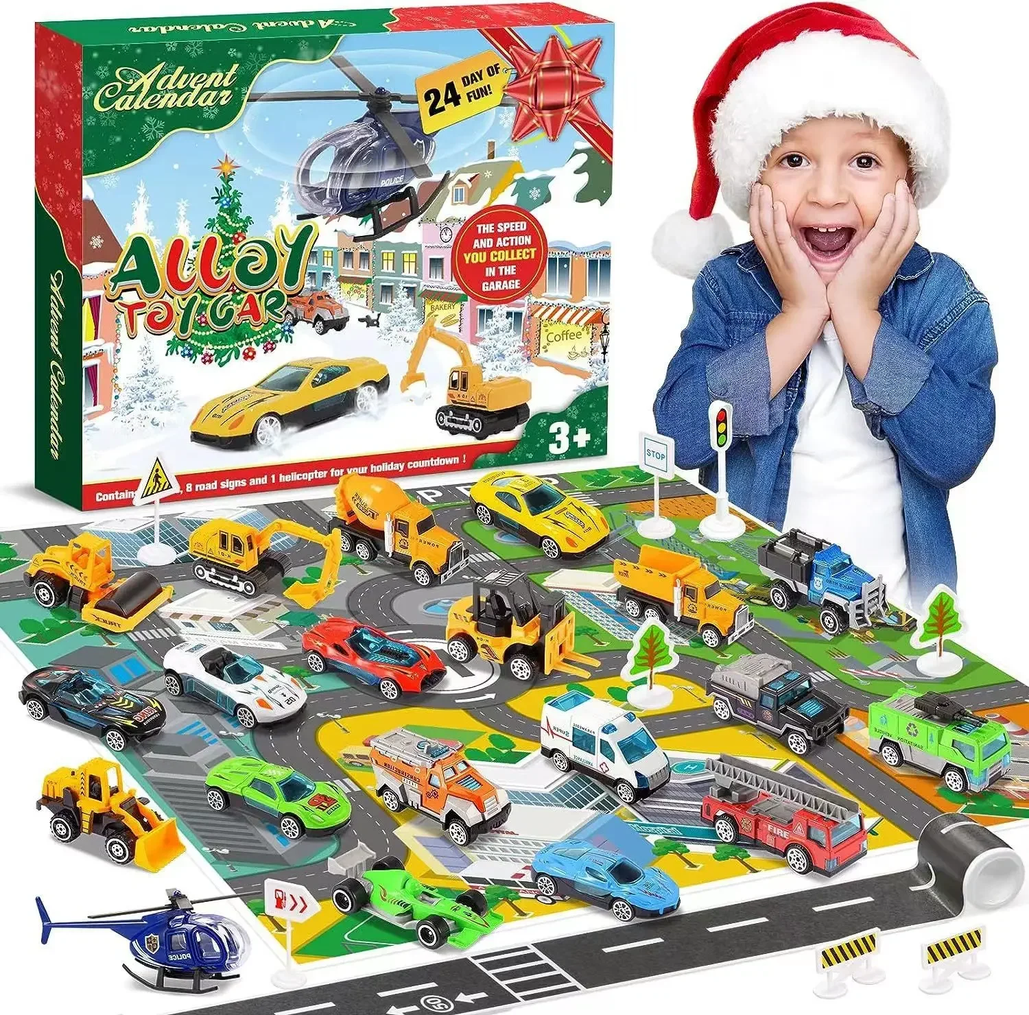 24Days Christmas Advent Calendar Car Toys Engineering Fire Truck Car Map Carpet Toys Countdown Calendar XMAS Gift Box for Kids
24Days Christmas Advent Calendar Car Toys Engineering Fire Truck Car Map Carpet Toys Countdown Calendar XMAS Gift Box for Kids