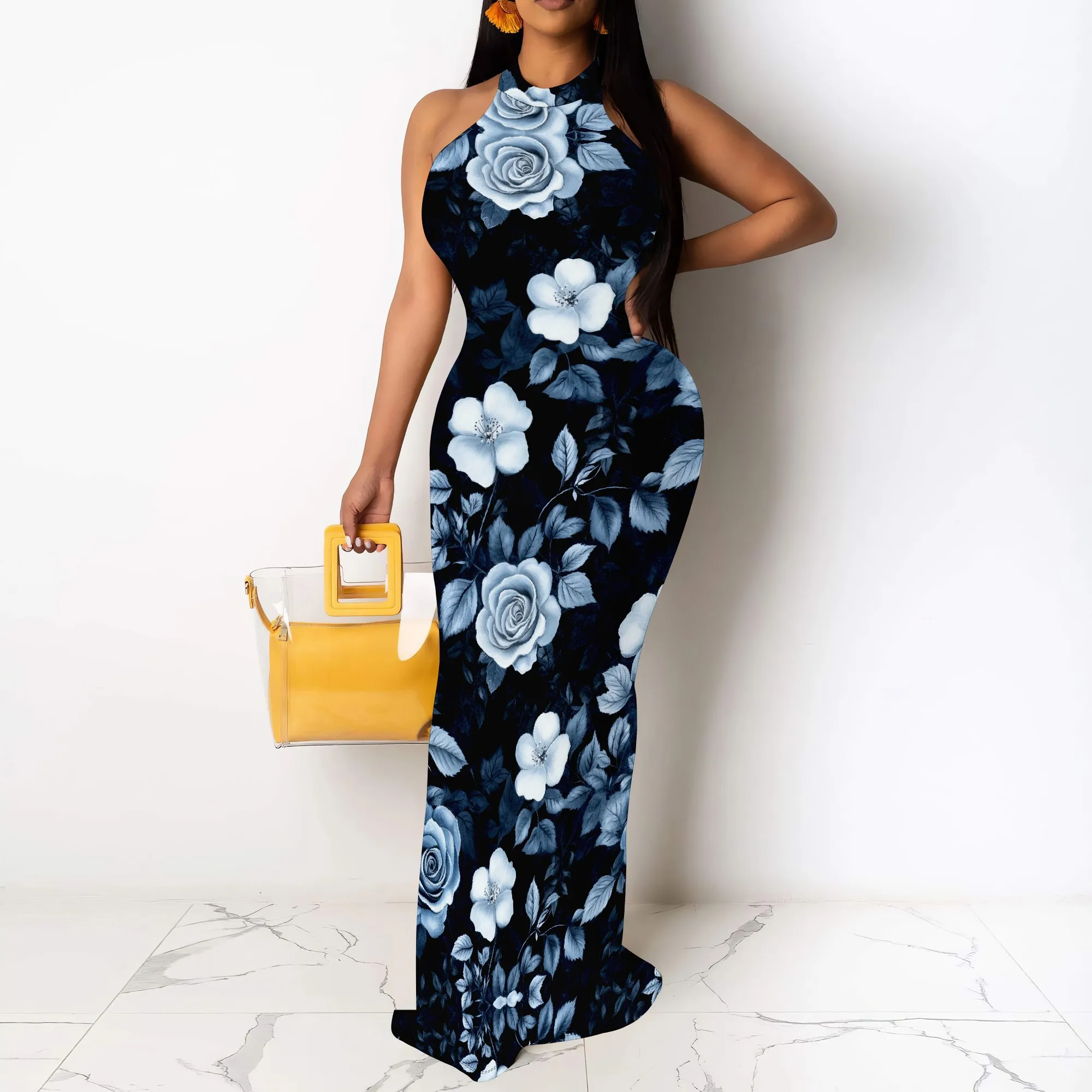 Gradient Blue Halter Neck Maxi Dress Slim Fit Sleeveless Bodycon Elegant Beach Dress
Gradient Blue Halter Neck Maxi Dress Slim Fit Sleeveless Bodycon Elegant Beach Dress