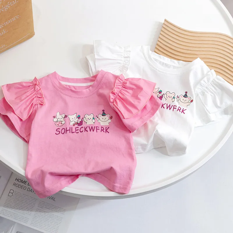 Summer Korean Children's Clothing Girls' T-shirt Fashion Cartoon Pullover Children's Versatile Cotton Small Flying Sleeve Top
Summer Korean Children's Clothing Girls' T-shirt Fashion Cartoon Pullover Children's Versatile Cotton Small Flying Sleeve Top