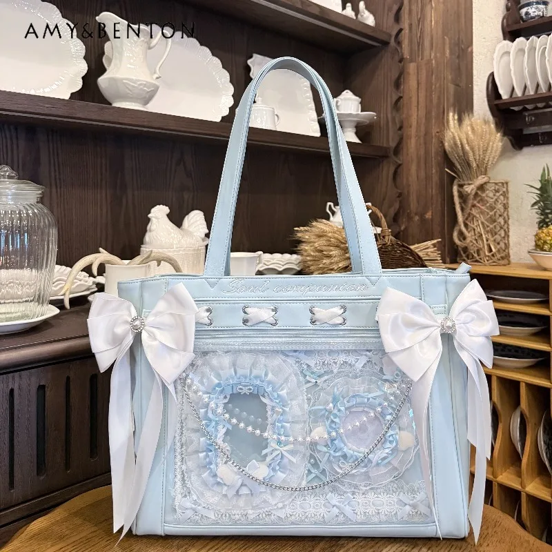 SC Mine Series Pu Leather Messenger Bag Tote Bag Rhinestone Bow Ribbon Pearl Pendant Large Capacity Two-dimensional Itabag Women
SC Mine Series Pu Leather Messenger Bag Tote Bag Rhinestone Bow Ribbon Pearl Pendant Large Capacity Two-dimensional Itabag Women