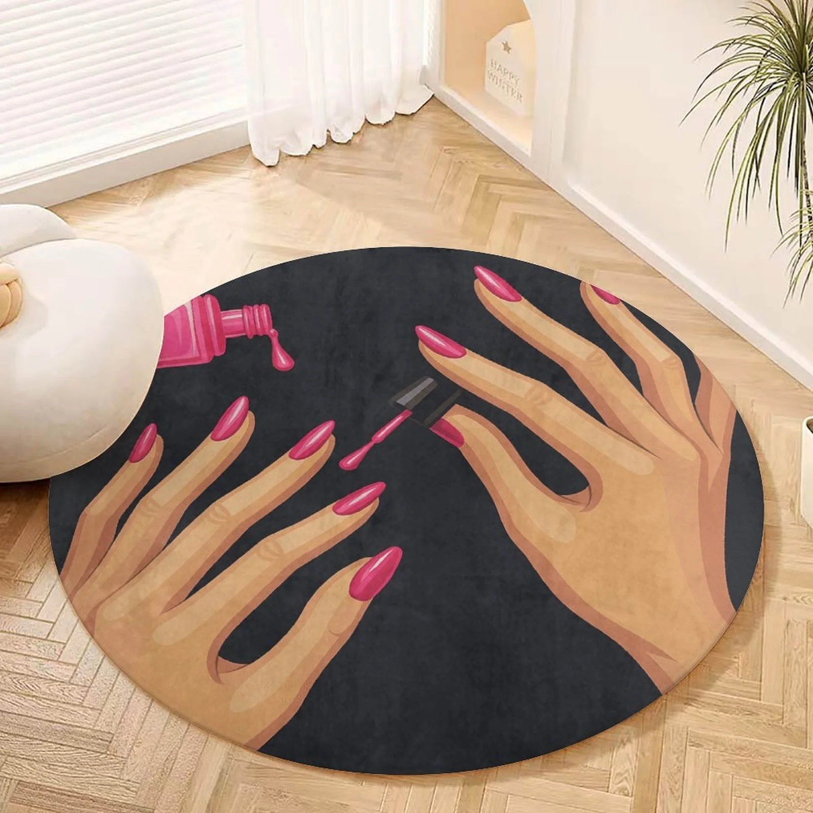 Pink Nail Polish Manicure Hands Print Round Rug, Non-Slip Soft Floor Mat for Living Room Bedroom Kids Room Outdoor Home Decor
Pink Nail Polish Manicure Hands Print Round Rug, Non-Slip Soft Floor Mat for Living Room Bedroom Kids Room Outdoor Home Decor