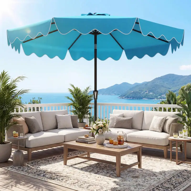 9 Feet Patio Umbrella with Weighted Base and Sandbags-Turquoise
9 Feet Patio Umbrella with Weighted Base and Sandbags-Turquoise