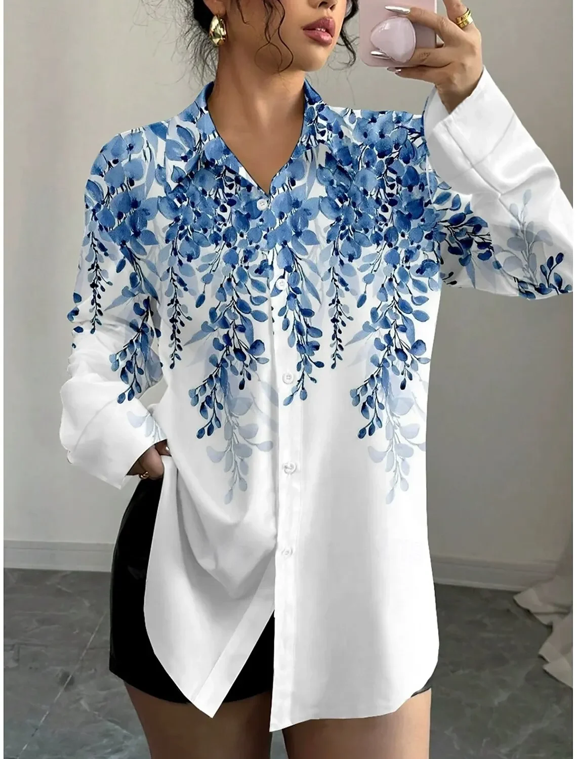 Fashion Autumn Women Shirts Fashion Floral Graphic Stylish Casual Long Sleeve Shirt Turn-Down Collar Tops Buttons Women Clothing
Fashion Autumn Women Shirts Fashion Floral Graphic Stylish Casual Long Sleeve Shirt Turn-Down Collar Tops Buttons Women Clothing