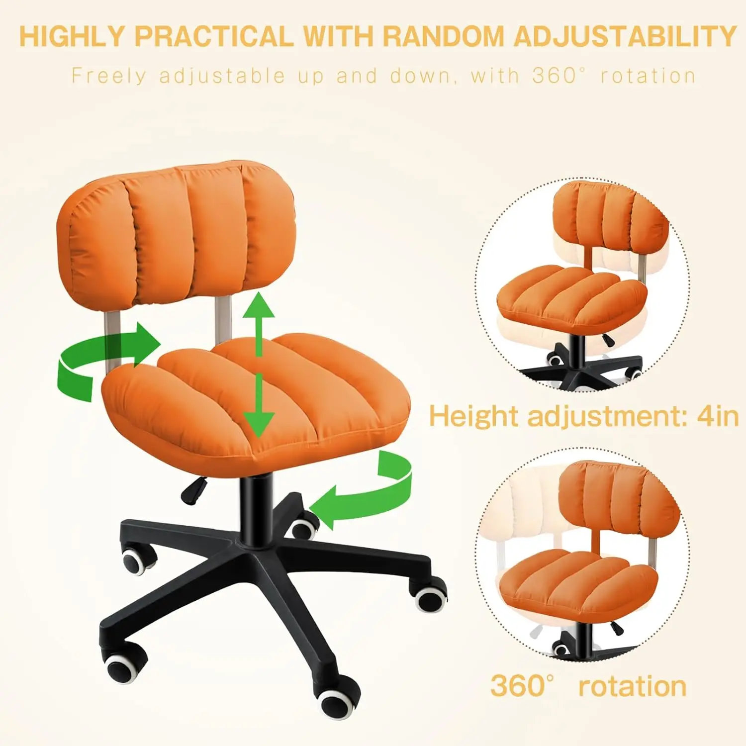 Armless Home Office Chair, Height Adjustable Swivel Drafting Chair With Lumbar Support, Pu Leather Low Back Computer Chair For
Armless Home Office Chair, Height Adjustable Swivel Drafting Chair With Lumbar Support, Pu Leather Low Back Computer Chair For