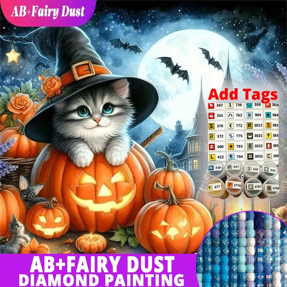 AB Fairy Dust Diamond Mosaic Cat Animal DIY Castle Painting Pumpkin Picture Of Rhinestones Embroidery Moon Halloween Gift
AB Fairy Dust Diamond Mosaic Cat Animal DIY Castle Painting Pumpkin Picture Of Rhinestones Embroidery Moon Halloween Gift