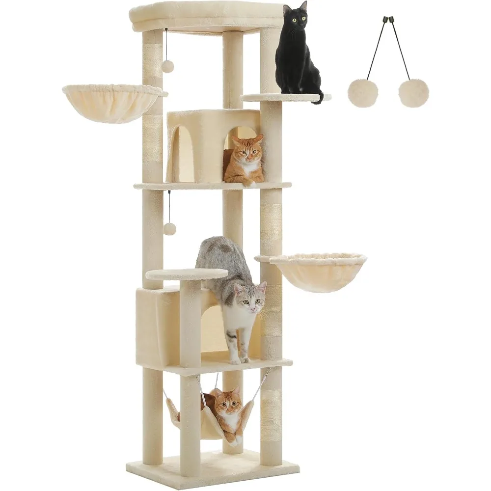 71.2 Inches Tall Cat Tree for Large Cats, Multi-Level Cat Tower with 2 Cozy Condos, Super Large Top Perch, 3 Hammocks, Sisal Scr
71.2 Inches Tall Cat Tree for Large Cats, Multi-Level Cat Tower with 2 Cozy Condos, Super Large Top Perch, 3 Hammocks, Sisal Scr