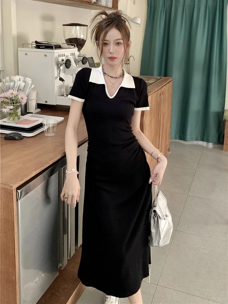 Elegant Knitted Wrap Dress Women's Summer New Sweet Personality Collar Waist Cinching Slimming Midi Dress Korean Style
Elegant Knitted Wrap Dress Women's Summer New Sweet Personality Collar Waist Cinching Slimming Midi Dress Korean Style