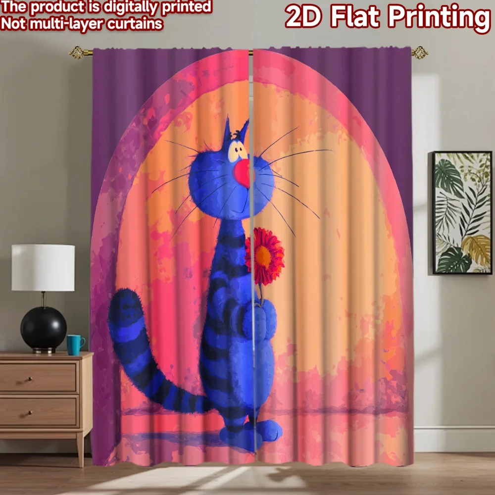 2D flat printing 2pcs Window Curtains Blue Cat Flower Romance Digital Printed Polyester Drapes Seasonal Party & Holiday Decor
2D flat printing 2pcs Window Curtains Blue Cat Flower Romance Digital Printed Polyester Drapes Seasonal Party & Holiday Decor