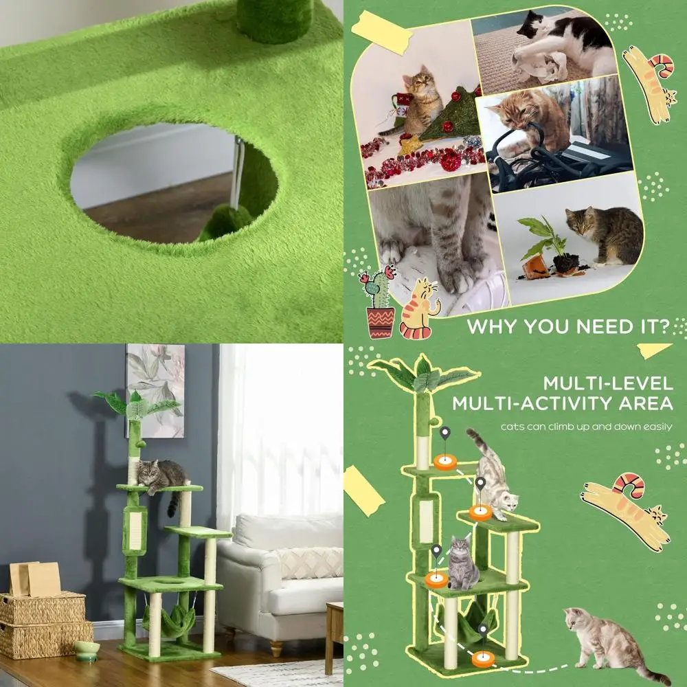 Домашний деревообразный игровой комплекс для кошек 56, с гамаком, стойкой для когтей, платформами, игрушкой-мячом и защитой от опрокидывания, зеленый
Домашний деревообразный игровой комплекс для кошек 56, с гамаком, стойкой для когтей, платформами, игрушкой-мячом и защитой от опрокидывания, зеленый