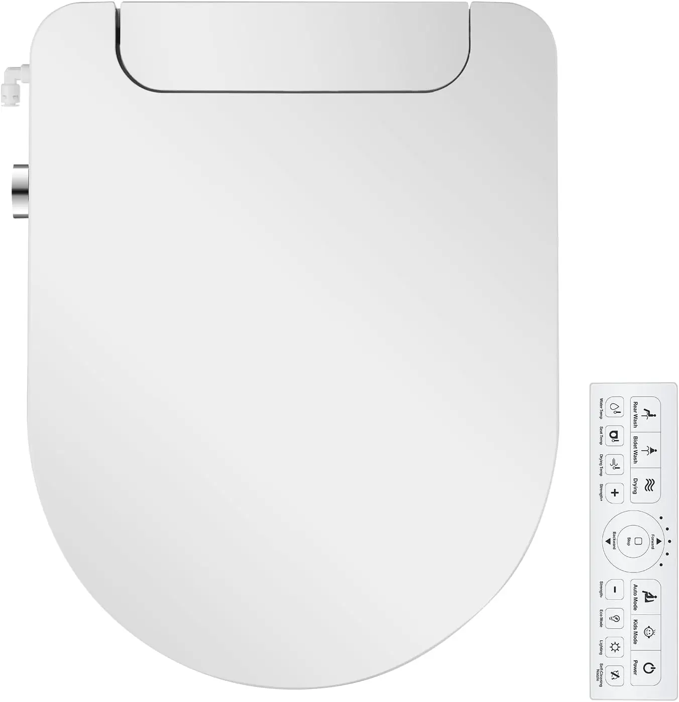Electric Bidet Toilet Seat Round Warm Water Air Dryer Heated Seat Slow Close Lid Front Rear Wash LED Nightlight Wireless Remote
Electric Bidet Toilet Seat Round Warm Water Air Dryer Heated Seat Slow Close Lid Front Rear Wash LED Nightlight Wireless Remote