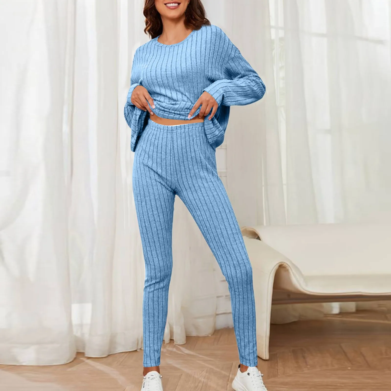 Sexy Slim Women Suits 2025 Fashion High Waist Rib Knit Long Pants Set Casual Round Neck Pullover 2 Piece Sets Women Outfit
Sexy Slim Women Suits 2025 Fashion High Waist Rib Knit Long Pants Set Casual Round Neck Pullover 2 Piece Sets Women Outfit