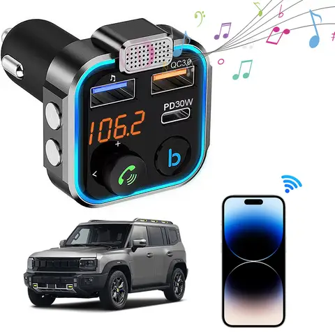 5.0 Car FM Transmitter MP3 Player Receiver Bluetooth-Compatible Wireless Radio Adapter Type-C PD 30W QC3.0 Fast Charger For Car