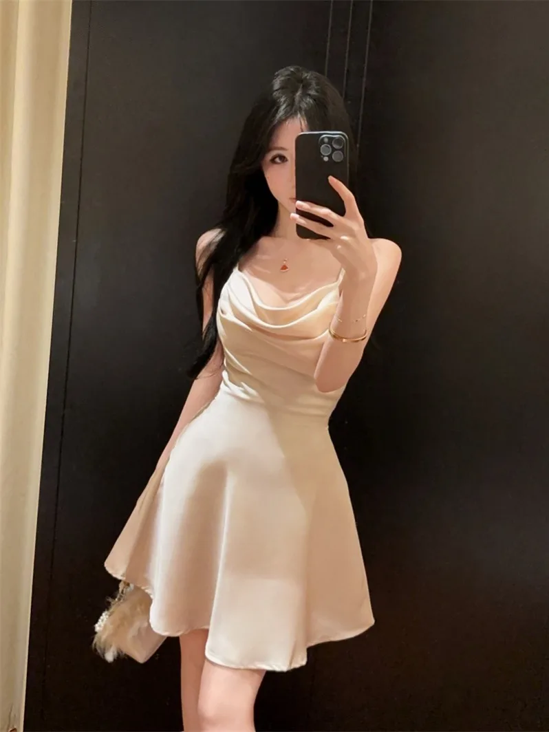 Pure Desire Apricot Color Women's Dress Slim Fit Waist Cinched Satin Short Skirt Spring Summer Sexy Design Sensual Neckline
Pure Desire Apricot Color Women's Dress Slim Fit Waist Cinched Satin Short Skirt Spring Summer Sexy Design Sensual Neckline