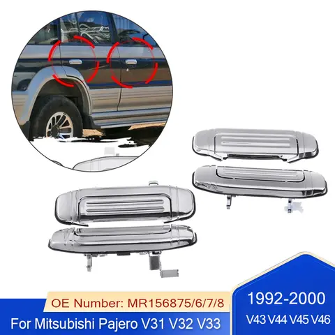 Poignée de porte chromée pour voiture, accessoires pour Mitsubishi Pajero V31 V32 V33 V43 V44 V45 V46 1992 – 2000 MR156878 MR156875