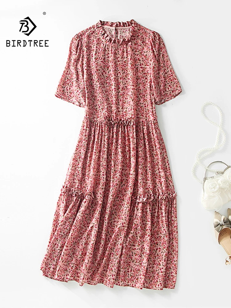 BirdTree, 100%Real Silk Elegant Dress, Women Short Sleeve O Neck Flower, Sweet Vacation Party Dresses, 2024 Summer New D46579QC
BirdTree, 100%Real Silk Elegant Dress, Women Short Sleeve O Neck Flower, Sweet Vacation Party Dresses, 2024 Summer New D46579QC