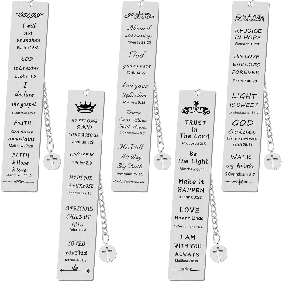 5 Pcs Christian Gifts for Women Metal Religious Bible Verse Bookmark Gifts for Friend Inspirational Christian Bookmarks with Ch
5 Pcs Christian Gifts for Women Metal Religious Bible Verse Bookmark Gifts for Friend Inspirational Christian Bookmarks with Ch