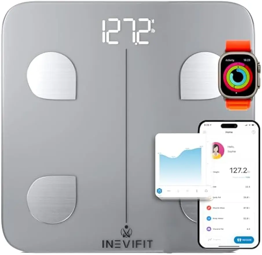 Умные весы для жира в организме с Bluetooth, точный цифровой анализатор для ванной комнаты для веса, жира, мышц и многого другого (серебристый)
Умные весы для жира в организме с Bluetooth, точный цифровой анализатор для ванной комнаты для веса, жира, мышц и многого другого (серебристый)