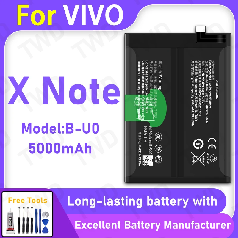 High Quality 5000mAh B-U0 Battery For Vivo X Note Stable Power Long Life +Free Tools
High Quality 5000mAh B-U0 Battery For Vivo X Note Stable Power Long Life +Free Tools