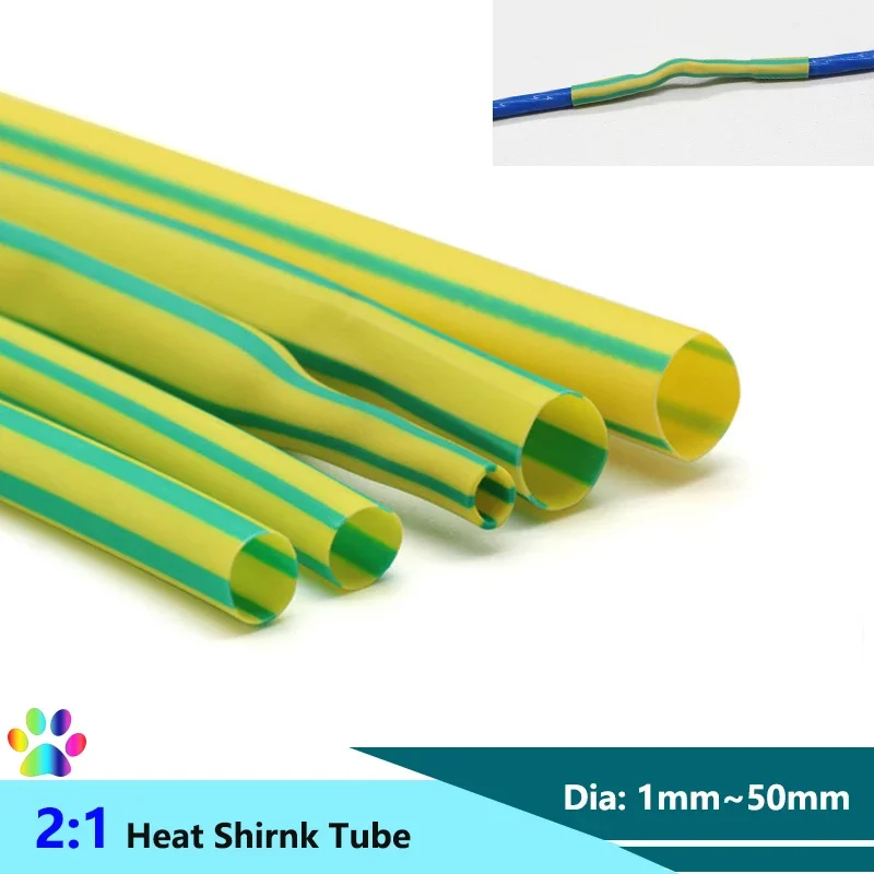 1/3/5M Yellow Green 2:1 Heat Shrink Tube Dia. 1mm~50mm Wire Repair DIY Thermoresistant Tube Heat-shrinkable Wrap For Cables
1/3/5M Yellow Green 2:1 Heat Shrink Tube Dia. 1mm~50mm Wire Repair DIY Thermoresistant Tube Heat-shrinkable Wrap For Cables