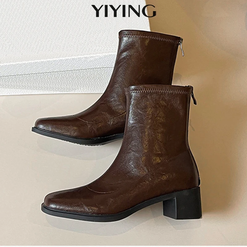 2025 Autumn Vintage Elastic Slim Women Ankle Boots Fashion Soft Leather Shoes Ladies Elegant Thick Heel Mordern Boots Women
2025 Autumn Vintage Elastic Slim Women Ankle Boots Fashion Soft Leather Shoes Ladies Elegant Thick Heel Mordern Boots Women