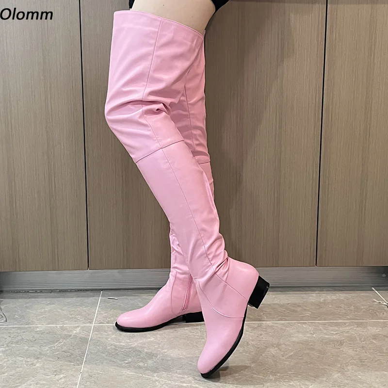 OLOMM Handmade Women Winter Thigh Boots Unisex Flat With Heels Side Zipper Round Toe Pretty Pink Shoes Ladies US Size 5-20
OLOMM Handmade Women Winter Thigh Boots Unisex Flat With Heels Side Zipper Round Toe Pretty Pink Shoes Ladies US Size 5-20