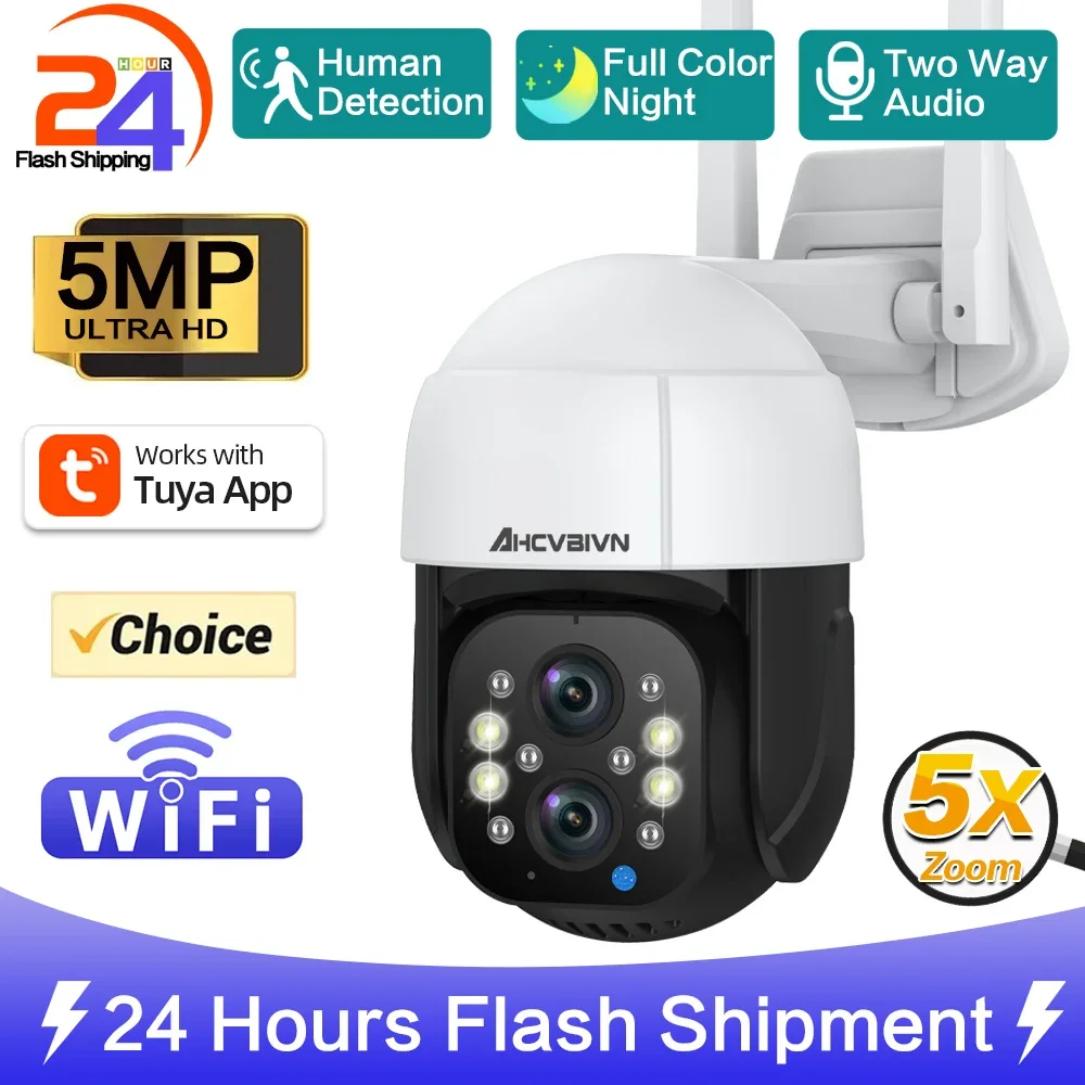 6MP Wifi Full Color Camera Outdoor PTZ Two Way Audio Security IP Camera Protection Dual Lens Video Surveillance For 5X PTZ Zoom
6MP Wifi Full Color Camera Outdoor PTZ Two Way Audio Security IP Camera Protection Dual Lens Video Surveillance For 5X PTZ Zoom