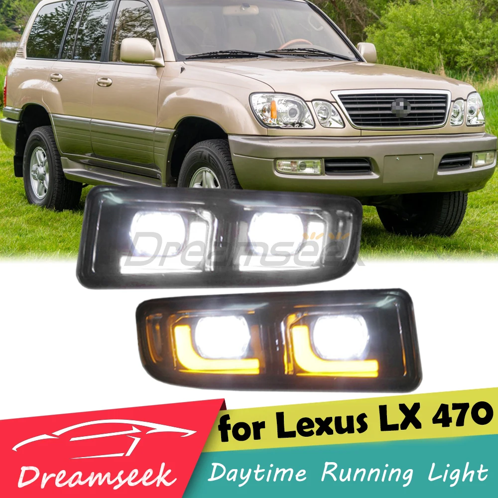 Светодиодные противотуманные фары DRL для Lexus LX 470 J100 1998-2007, сборка дневных ходовых огней, динамический указатель поворота, индикатор вождения автомобиля
Светодиодные противотуманные фары DRL для Lexus LX 470 J100 1998-2007, сборка дневных ходовых огней, динамический указатель поворота, индикатор вождения автомобиля